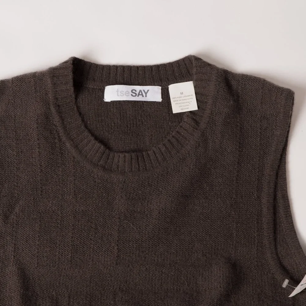tse SAY Brown Cashmere Sleeveless Vest Size US M